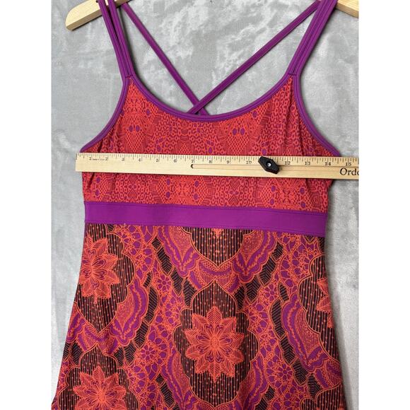 prAna Ambrosia Dress Womens Small Purple Red Geometric Floral Strappy Summer - Picture 4 of 8